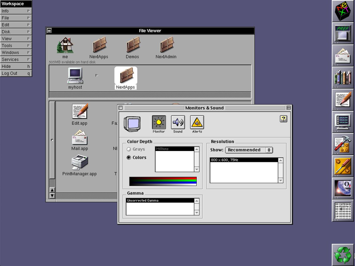 Early version of Mac software running on NeXT STEP