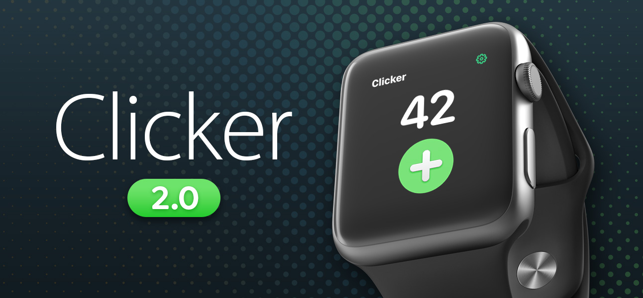 Clicker running on Apple Watch. The green count button is displayed along with the number 42
