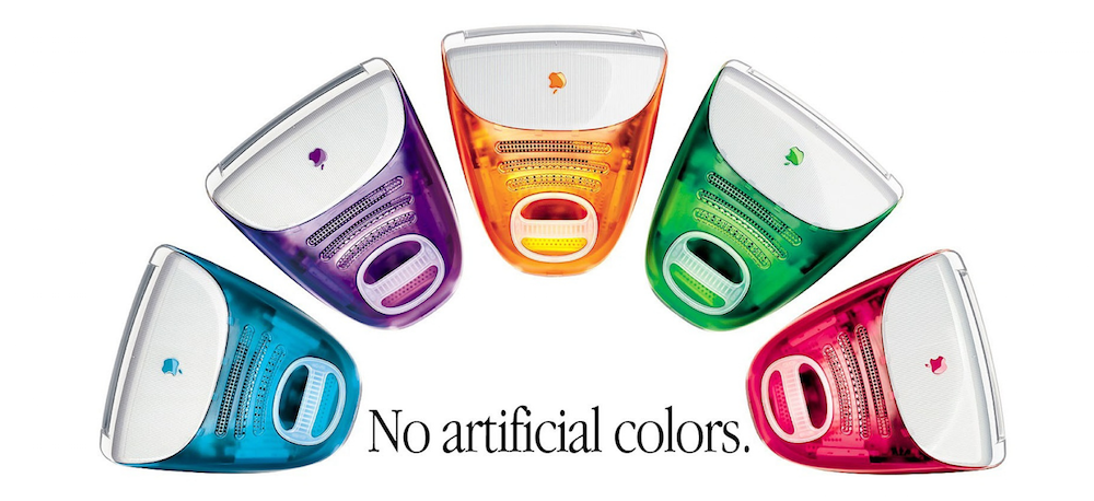 The original iMac in five colors.